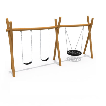 Columpio Madera Triple B-HBFY108-Juegos Plaza Madera-Play Plaza Uruguay