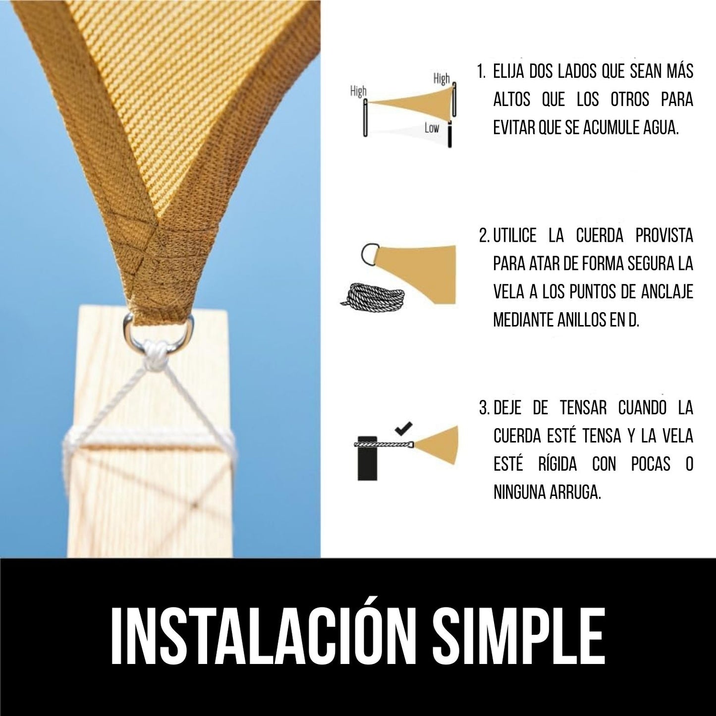 Toldo Vela  Sombra 120 gr/m2 6,5x7,5m playplaza.uy